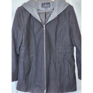 London Fog Hooded Wool-Blend Coat, Women's Size L